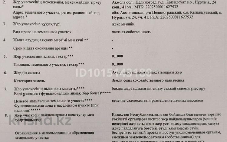 Участок · 10 соток, 24 41 — С.Нурлы за 6.5 млн ₸ в Астане, Сарайшык р-н — фото 2