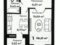 1-комнатная квартира · 36.21 м² · 6/9 этаж, А83 участок 11 — А.Байтурсынулы 38/1 за 18 млн ₸ в Астане, Алматы р-н — фото 5