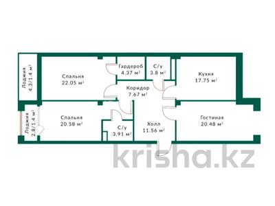 3-комнатная квартира, 114 м², 5/12 этаж, Квартал 189 1 за 45 млн 〒 в Шымкенте, Туран р-н