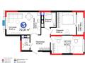 3-бөлмелі пәтер · 73 м² · 6 қабат, Калдаякова, бағасы: ~ 40.5 млн ₸ в Шымкенте, Туран р-н