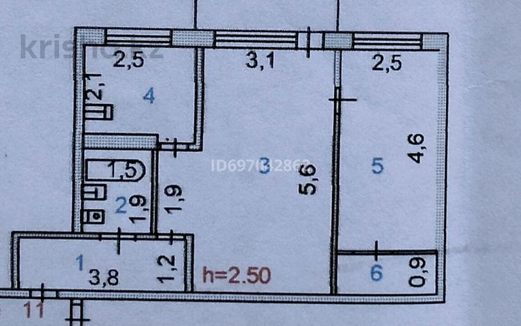 2-комнатная квартира, 46.9 м², 3/5 этаж, Комарова 21 — Центр города