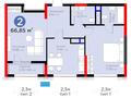 2-комнатная квартира · 66.85 м², Кайым Мухамедханов 6/1 за 54.5 млн 〒 в Астане, Нура р-н