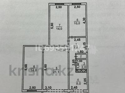 4-комнатная квартира, 78.9 м², 5/5 этаж, 16-й микрорайон, 16-й микрорайон — Рыскулова за 25 млн 〒 в Шымкенте, Енбекшинский р-н