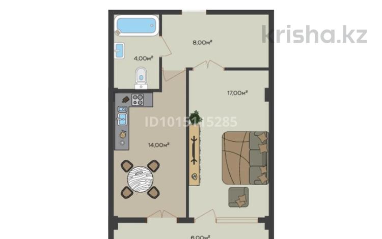 1-бөлмелі пәтер · 50 м² · 5/9 қабат, мкр Шымсити, Байдибек би 10/3, бағасы: 25 млн ₸ в Шымкенте, Абайский р-н — фото 2