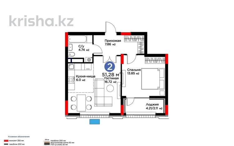 2-бөлмелі пәтер · 52 м² · 5/9 қабат, Е-899 3, бағасы: 42.5 млн ₸ в Астане, Нура р-н — фото 6