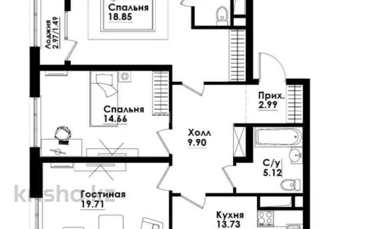 3-бөлмелі пәтер · 91 м² · 9/9 қабат, Таугүл ш/а., Жандосова 2 — Cулейменова, бағасы: 83 млн ₸ в Алматы, Ауэзовский р-н — фото 3