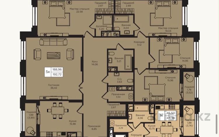 5-комнатная квартира · 192.7 м² · 9/18 этаж, Кошкарбаева 1/6 — Момышулы за 180 млн ₸ в Астане, Алматы р-н — фото 18