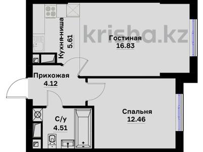 2-комнатная квартира, 43.67 м², 9/12 этаж, Райымбека — Емцова за 26.5 млн 〒 в Алматы, Алатауский р-н