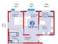 2-бөлмелі пәтер · 60 м² · 6 қабат, Тараз — Самая низкая цена, бағасы: 37.5 млн ₸ в Алматы, Турксибский р-н