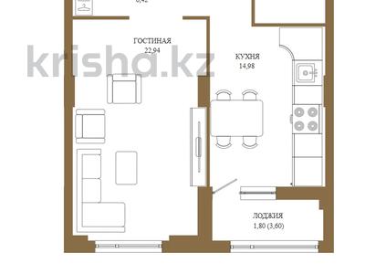 1-комнатная квартира · 51.39 м² · 16/18 этаж, Сыганак 8/5 — БЕЗ КОМИССИИ за ~ 40.6 млн ₸ в Астане, Есильский р-н