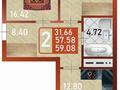 2-комнатная квартира · 59.8 м² · 5/14 этаж, Сафуан Шаймерденов 1 за 30 млн ₸ в Астане, Сарайшык р-н