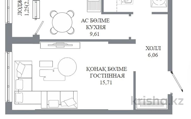 1-комнатная квартира · 36.56 м² · 2/12 этаж, Пересечение ул. Калдаякова и ул. Жургенова 44 — БЕЗ КОМИССИИ! за ~ 20.7 млн ₸ в Астане — фото 2