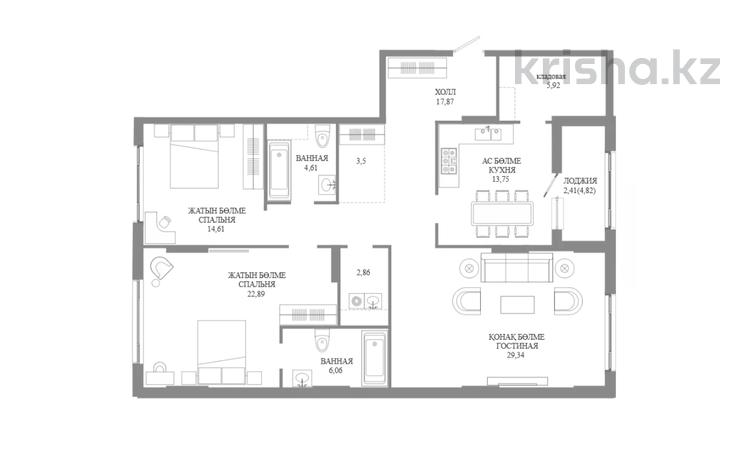 3-комнатная квартира · 126.4 м² · 7 этаж, А 32 2Б за ~ 118.4 млн ₸ в Астане — фото 2