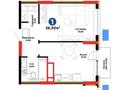 1-бөлмелі пәтер · 36.3 м² · 4/17 қабат, Е 908 23 — Туран - Улы Дала, бағасы: 24.9 млн ₸ в Астане, Нура р-н