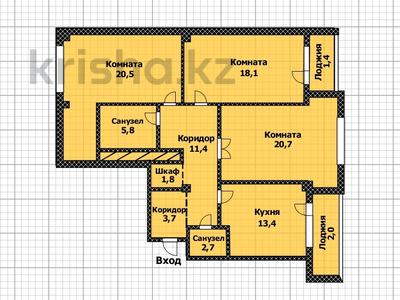 3-комнатная квартира, 101 м², 3/7 этаж, Аль-Фараби 33 за 69.5 млн 〒 в Астане, Есильский р-н