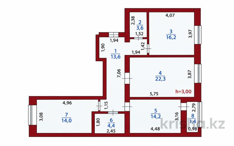 3-бөлмелі пәтер · 90 м² · 9/10 қабат, Казбек би 37 — Казыбек Би, бағасы: 43.5 млн ₸ в Астане, Нура р-н — фото 2