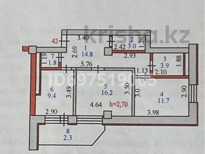 2-комнатная квартира · 62.1 м² · 7/16 этаж, Жамбыла 36 — Магазин Волна, дворец Спорта за 28 млн 〒 в Петропавловске