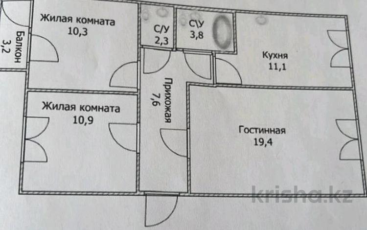 3-бөлмелі пәтер · 68.6 м² · 9/10 қабат, А92 5/2, бағасы: 23 млн ₸ в Астане, Сарайшык р-н — фото 2