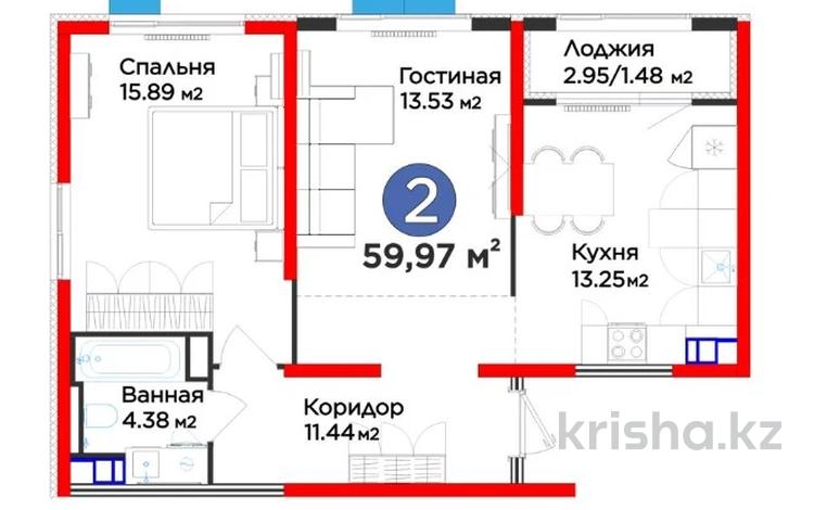 2-бөлмелі пәтер · 60 м² · 4/6 қабат, Тараз 8/1 — СРОЧНО!!!!, бағасы: 42 млн ₸ в Алматы, Турксибский р-н — фото 2