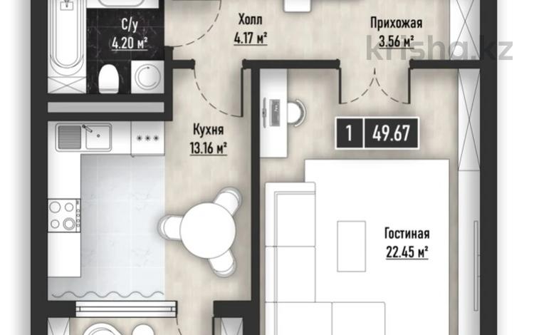 1-комнатная квартира, 49.67 м², 3/5 этаж, Абулхайр-хана 40 за ~ 21.2 млн 〒 в Атырау — фото 2