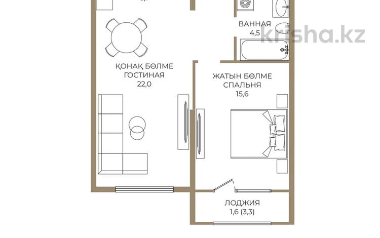 2-комнатная квартира · 58.2 м² · 2/9 этаж, Каныша Сатпаева 90а/1 за ~ 45.9 млн ₸ в Алматы, Бостандыкский р-н — фото 2
