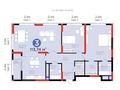 3-комнатная квартира · 113.74 м² · 12/21 этаж, Бухар жырау 20 — 1 Очередь. окна на Бухар Жырау за 105 млн ₸ в Астане, Нура р-н — фото 2