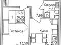 1-бөлмелі пәтер · 36.37 м² · 2/4 қабат, Аубакирова 35/525, бағасы: 15 млн ₸ в 