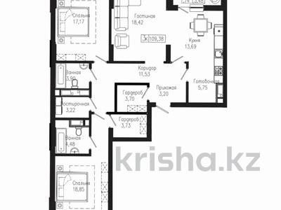 3-бөлмелі пәтер · 109.38 м² · 7/10 қабат, Мангилик Ел 63/1 — Лучшее предложение!, бағасы: 74 млн ₸ в Астане, Есильский р-н