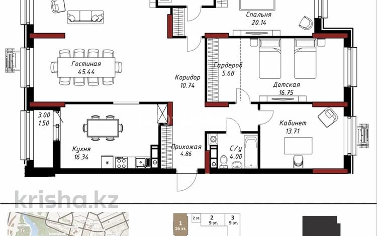 4-бөлмелі пәтер · 144 м² · 13/16 қабат, Калдаякова 10а, бағасы: 105 млн ₸ в Астане, Сарайшык р-н — фото 2