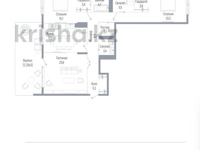 3-комнатная квартира · 126.2 м² · 3/3 этаж, Мкр. Мирас 33 за ~ 222.6 млн ₸ в Алматы, Наурызбайский р-н