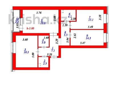 3-комнатная квартира, 95.1 м², 7/9 этаж, Кабанбай батыра 57/2 — Цена ниже чем у Застройщика за ~ 33 млн 〒 в Астане, Нура р-н