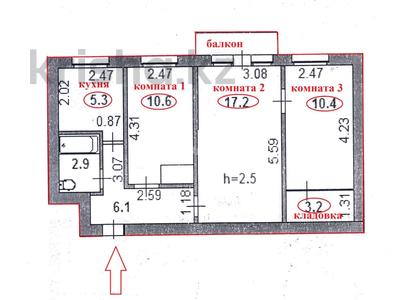 3-комнатная квартира · 56.7 м² · 4/5 этаж, 3 микрорайон 6 за ~ 8.7 млн ₸ в Степногорске