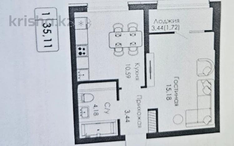 1-комнатная квартира · 35.11 м² · 8/9 этаж, Халиуллина за 25.5 млн ₸ в Алматы, Медеуский р-н — фото 2