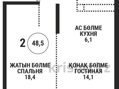 2-комнатная квартира · 57 м² · 7/16 этаж, Сатпаева 90/58 за 54.5 млн ₸ в Алматы, Бостандыкский р-н
