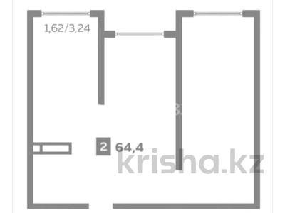 2-бөлмелі пәтер · 64.4 м² · 9/9 қабат, Шұғыла ш/а. 342/1, бағасы: 33 млн ₸ в Алматы, Наурызбайский р-н