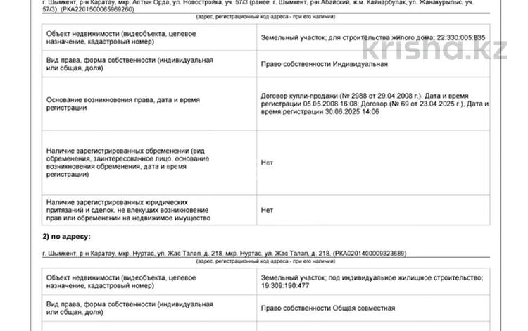 Участок · 7.47 соток, мкр Бозарык — улица Новостройка ст-е 57/3 за 8 млн ₸ в Шымкенте, Абайский р-н — фото 2