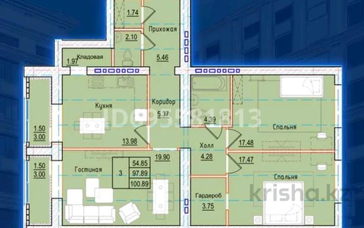 3-комнатная квартира, 100.89 м², 3/9 этаж, Набережная 24 — Шухова за ~ 38.3 млн 〒 в Петропавловске — фото 2