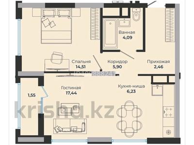 2-комнатная квартира · 54 м² · 10/18 этаж, Сыганак 4 за 37 млн 〒 в Астане, Нура р-н