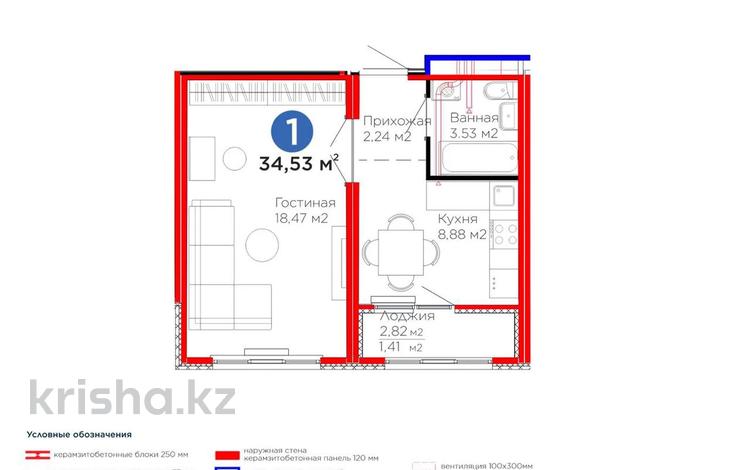 1-бөлмелі пәтер · 34.5 м² · 7/12 қабат, Улы Дала 12 — САМАЯ НИЗКАЯ ЦЕНА, бағасы: 21.5 млн ₸ в Астане, Нура р-н — фото 18