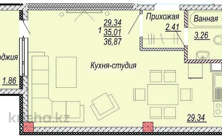 1-комнатная квартира · 36.87 м² · 3/6 этаж, Республики 1/1а за 8.5 млн 〒 в Косшы — фото 2