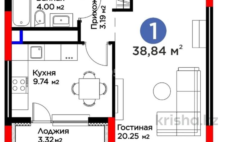 1-комнатная квартира · 39 м² · 5/19 этаж, Туран 57А за 34 млн ₸ в Астане, Нура р-н — фото 2
