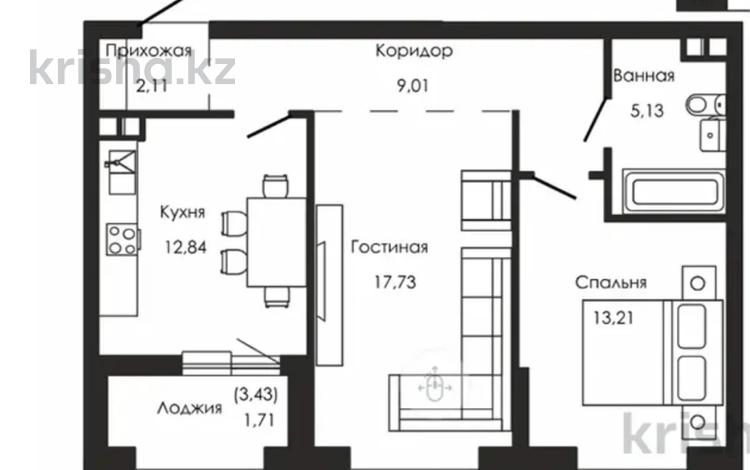 2-комнатная квартира · 61.3 м² · 3/16 этаж, Е 496 5 за ~ 36 млн 〒 в Астане, Есильский р-н — фото 2