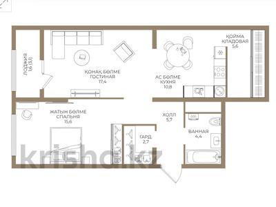 2-комнатная квартира · 64.51 м² · 2/9 этаж, Ботакоз 5 — БЕЗ КОМИССИИ за ~ 33.1 млн ₸ в Алматы, Алатауский р-н