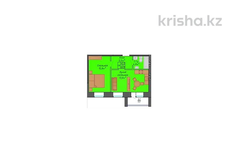 1-бөлмелі пәтер, 46.5 м², 4/9 қабат, мкр. Алтын орда, Микрорайон Алтын Орда 360/2 — ЖК SUNQAR, бағасы: ~ 11.2 млн 〒 в Актобе, мкр. Алтын орда — фото 2