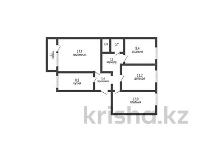 4-бөлмелі пәтер · 76.2 м² · 6/6 қабат, Мауленова — Apt. 62, бағасы: 30 млн ₸ в Костанае