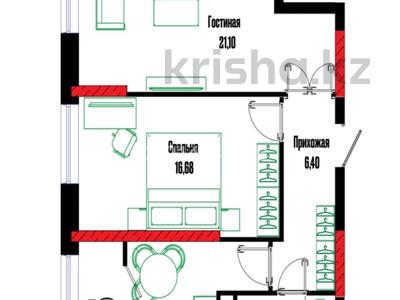 2-бөлмелі пәтер · 59.61 м² · 18/19 қабат, Бухар жырау 12/2, 12/3, бағасы: 41.5 млн ₸ в Астане, Есильский р-н