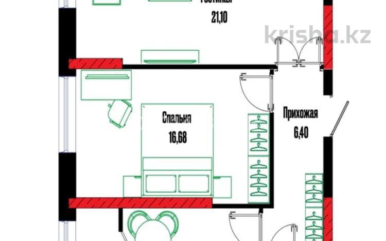 2-бөлмелі пәтер · 59.61 м² · 18/19 қабат, Бухар жырау 12/2, 12/3, бағасы: 41.5 млн ₸ в Астане, Есильский р-н — фото 2