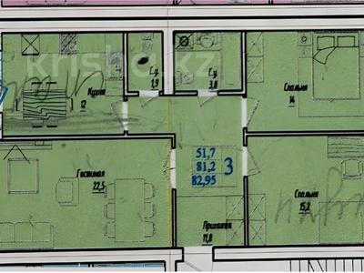 3-бөлмелі пәтер, 82.95 м², 5/5 қабат, Габдуллина 29, бағасы: ~ 19.1 млн 〒 в Кокшетау