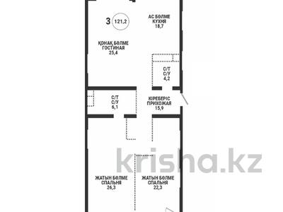 3-бөлмелі пәтер · 121.2 м² · 16/17 қабат, Аль-Фараби 41 — Сейфуллина проспект, бағасы: 118 млн ₸ в Алматы, Бостандыкский р-н