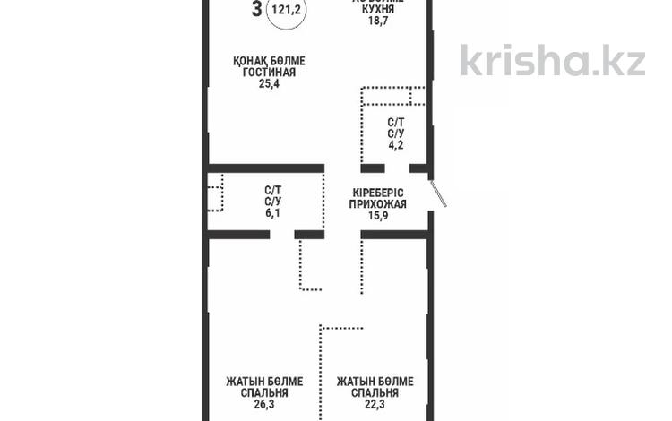 3-комнатная квартира · 121.2 м² · 16/17 этаж, Аль-Фараби 41 — Сейфуллина проспект за 118 млн ₸ в Алматы, Бостандыкский р-н — фото 2